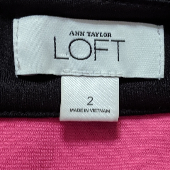 Ann Taylor Loft Women''s Dress- Size 2 Pink with Black Trim Sleeveless - Picture 7 of 7